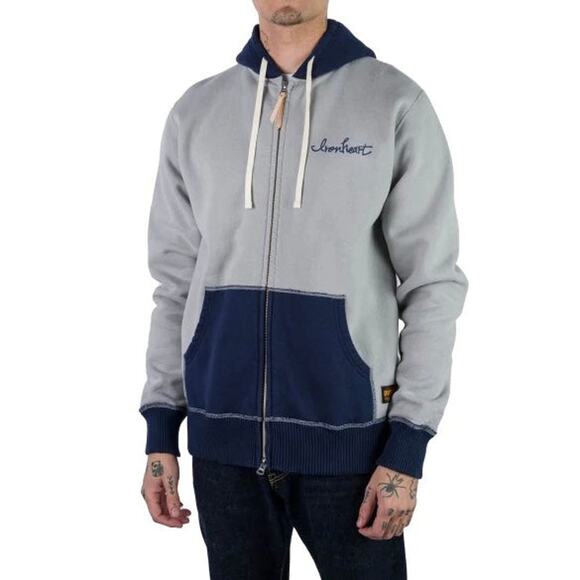 Iron Heart Other - Iron Heart Ultra Heavyweight Loopwheel Grey Navy Zip-Up Hoodie L NEW 14oz Jacket
